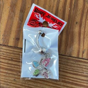 Multi-colored butterfly belly button ring